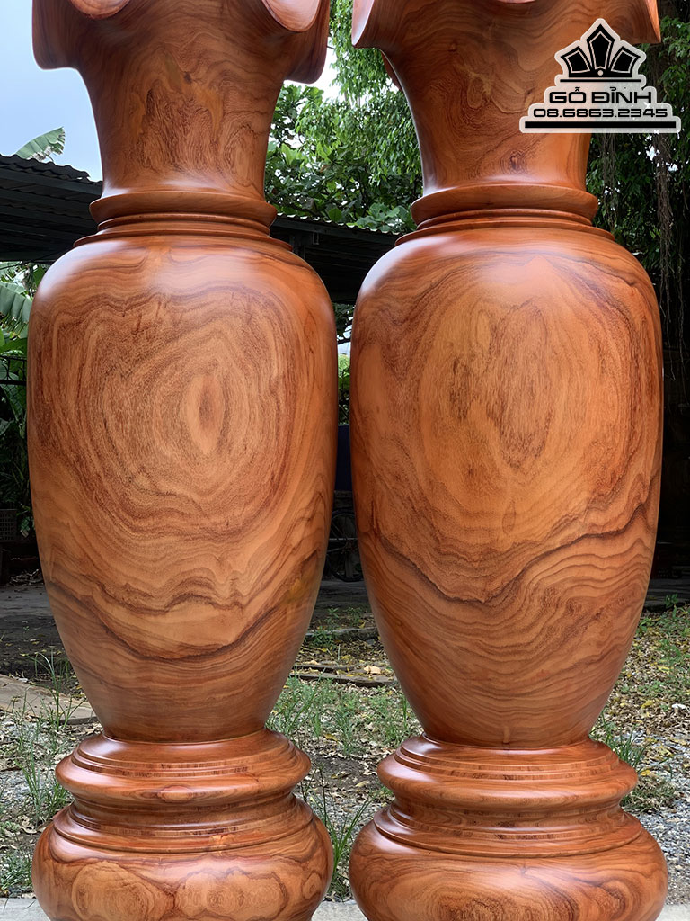Cặp Lục Bình Gỗ Hương Nguyên Khối Cao 190 Đường Kính 58 (cm) Số 3 1