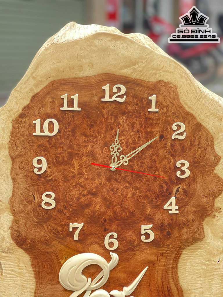 Đồ Hồ Chữ Phúc Gỗ Nu Hương Cao 76 Ngang 54 Dày 1.3 (cm) 3