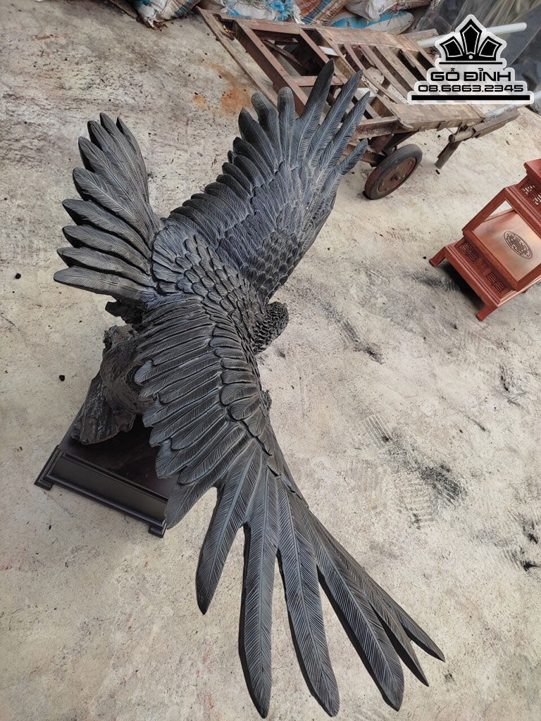Tượng Đại Bàng Gỗ Mun Sừng Cao 66 Ngang 106 Sâu 55 (cm) 0