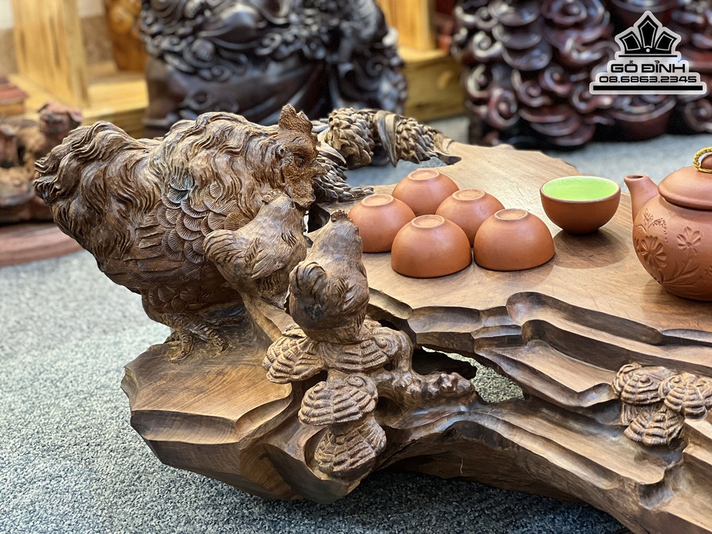 Khay Trà Gia Đình Gà Gỗ Trắc Cao 23 Ngang 70 Sâu 42 (cm) 0