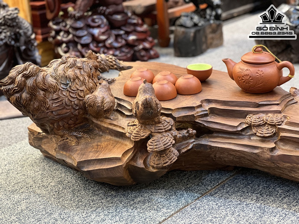 Khay Trà Gia Đình Gà Gỗ Trắc Cao 23 Ngang 70 Sâu 42 (cm) 1
