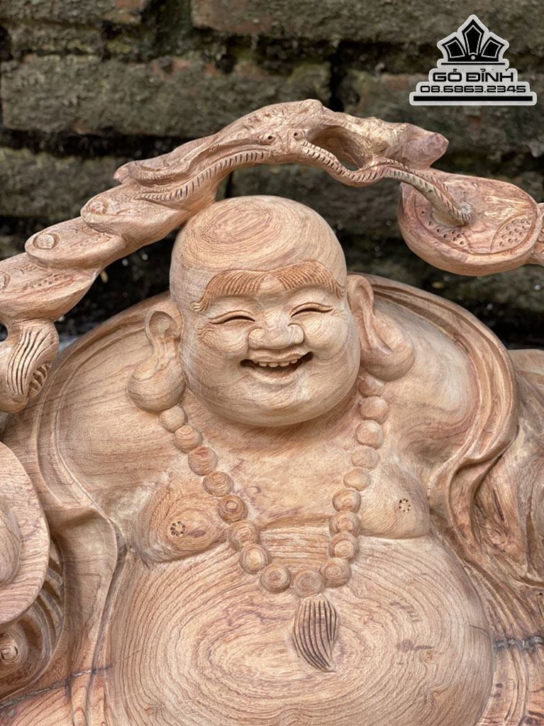 Tượng Phật Di Lặc Ngũ Phúc Gỗ Hương Việt Cao 30 Ngang 60 Sâu 28 (cm) 0