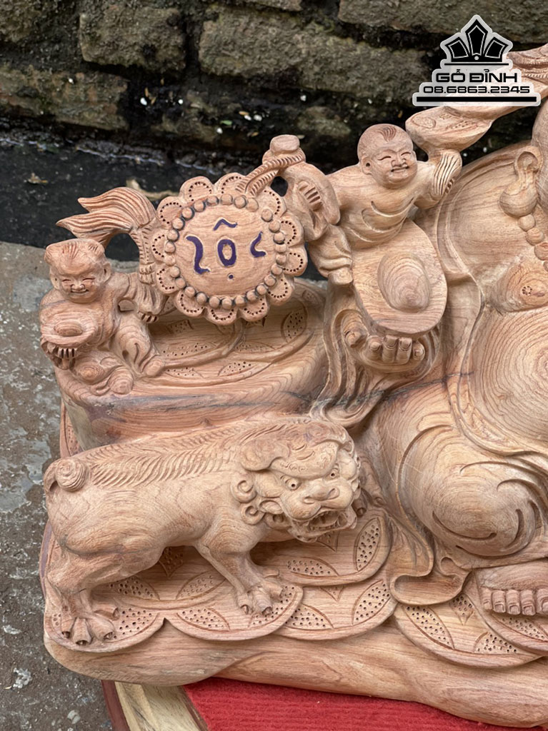 Tượng Phật Di Lặc Ngũ Phúc Gỗ Hương Việt Cao 30 Ngang 60 Sâu 28 (cm) 1