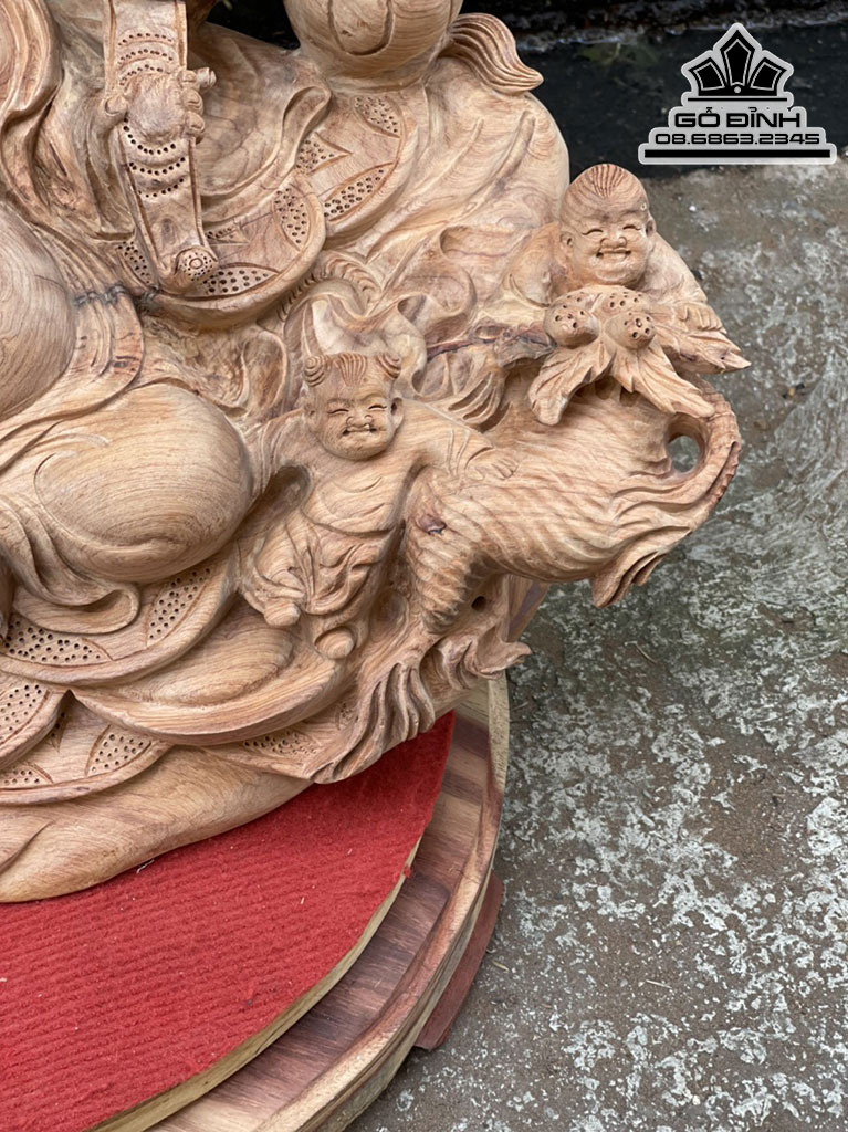 Tượng Phật Di Lặc Ngũ Phúc Gỗ Hương Việt Cao 30 Ngang 60 Sâu 28 (cm) 3