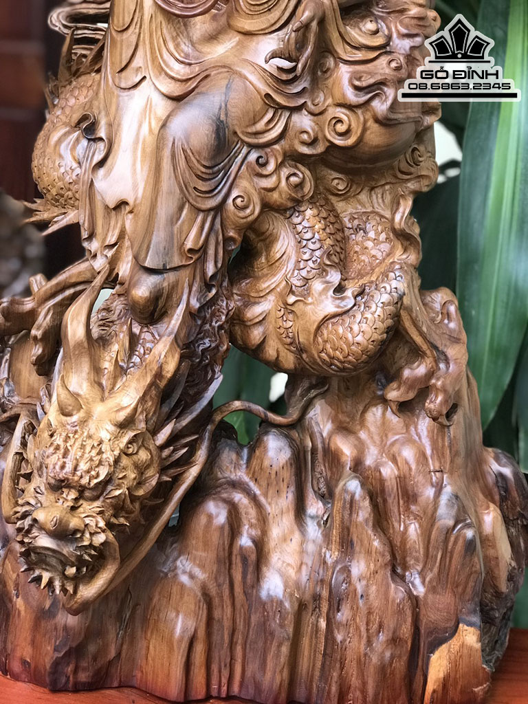 Tượng Phật Bà Cưỡi Rồng Gỗ Bách Xanh Cả Kỷ Cao 98 Ngang 45 Sâu 28 (cm) 2