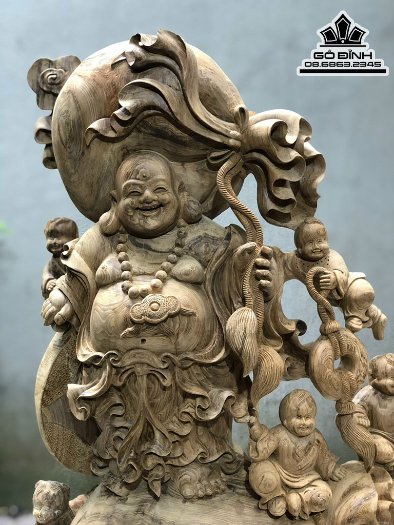 Tượng Phật Di Lặc Tứ Phúc Gỗ Ngọc Am Cao 65 Ngang 46 sâu 33 (cm) 2