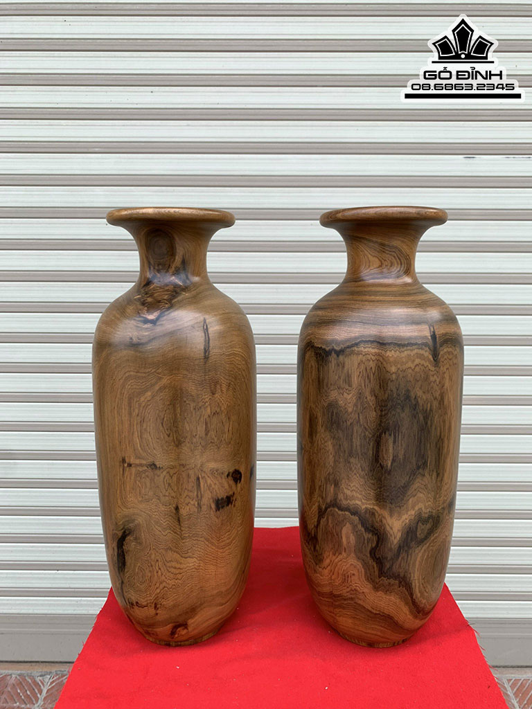 Cặp Lục Bình Gỗ Bách Xanh  Cao 43 Đường Kính 15 (cm) 0