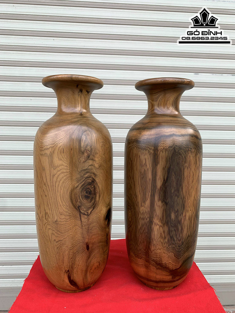 Cặp Lục Bình Gỗ Bách Xanh  Cao 43 Đường Kính 15 (cm) 3
