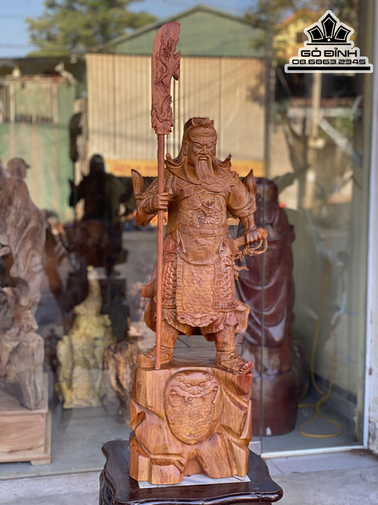 Tượng Quan Vân Trường Gỗ Hương Cao 80 Ngang 35 Sâu 24 (cm) 4