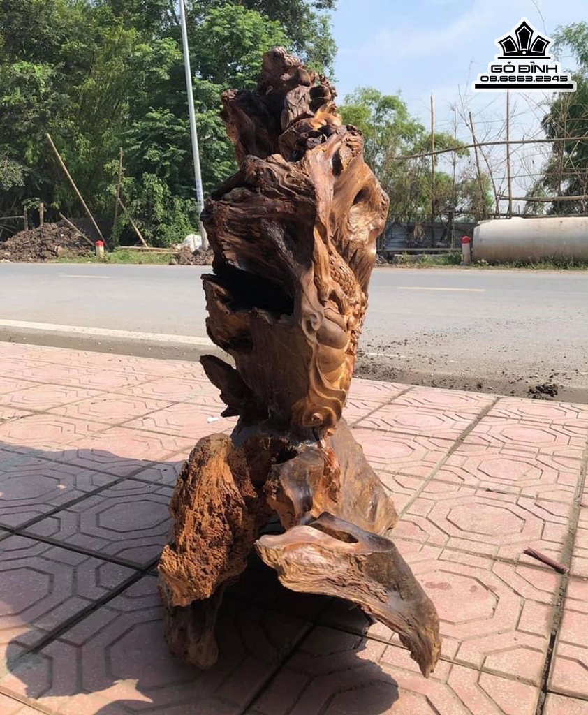 Tượng Đạt Ma Hàng Long Gỗ Bách Xanh Cao 128 Ngang 117 Sâu 47 (cm) 2