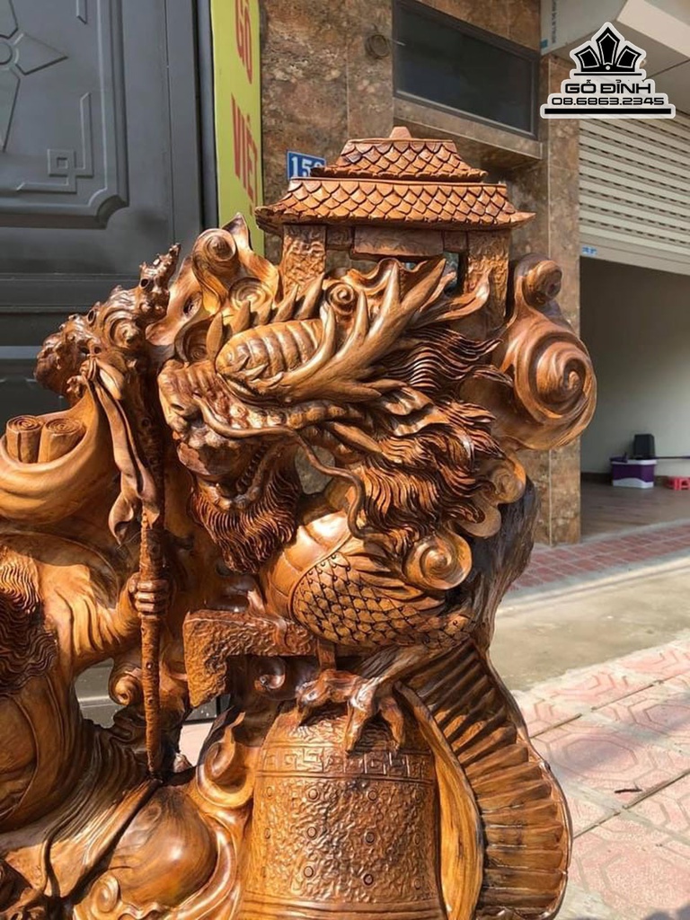 Tượng Đạt Ma Hàng Long Gỗ Bách Xanh Cao 128 Ngang 117 Sâu 47 (cm) 3