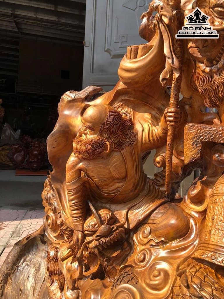 Tượng Đạt Ma Hàng Long Gỗ Bách Xanh Cao 128 Ngang 117 Sâu 47 (cm) 6