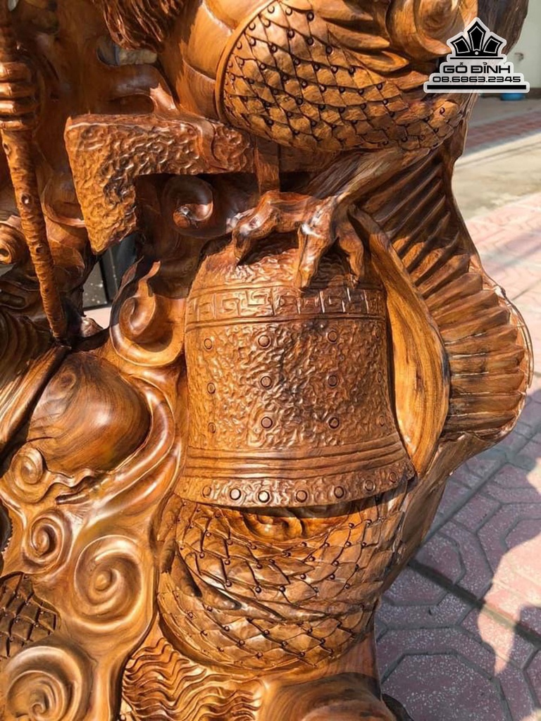 Tượng Đạt Ma Hàng Long Gỗ Bách Xanh Cao 128 Ngang 117 Sâu 47 (cm) 7