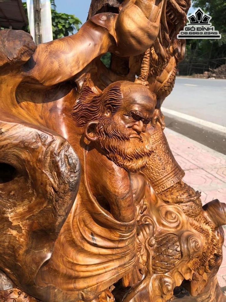 Tượng Đạt Ma Hàng Long Gỗ Bách Xanh Cao 128 Ngang 117 Sâu 47 (cm)8