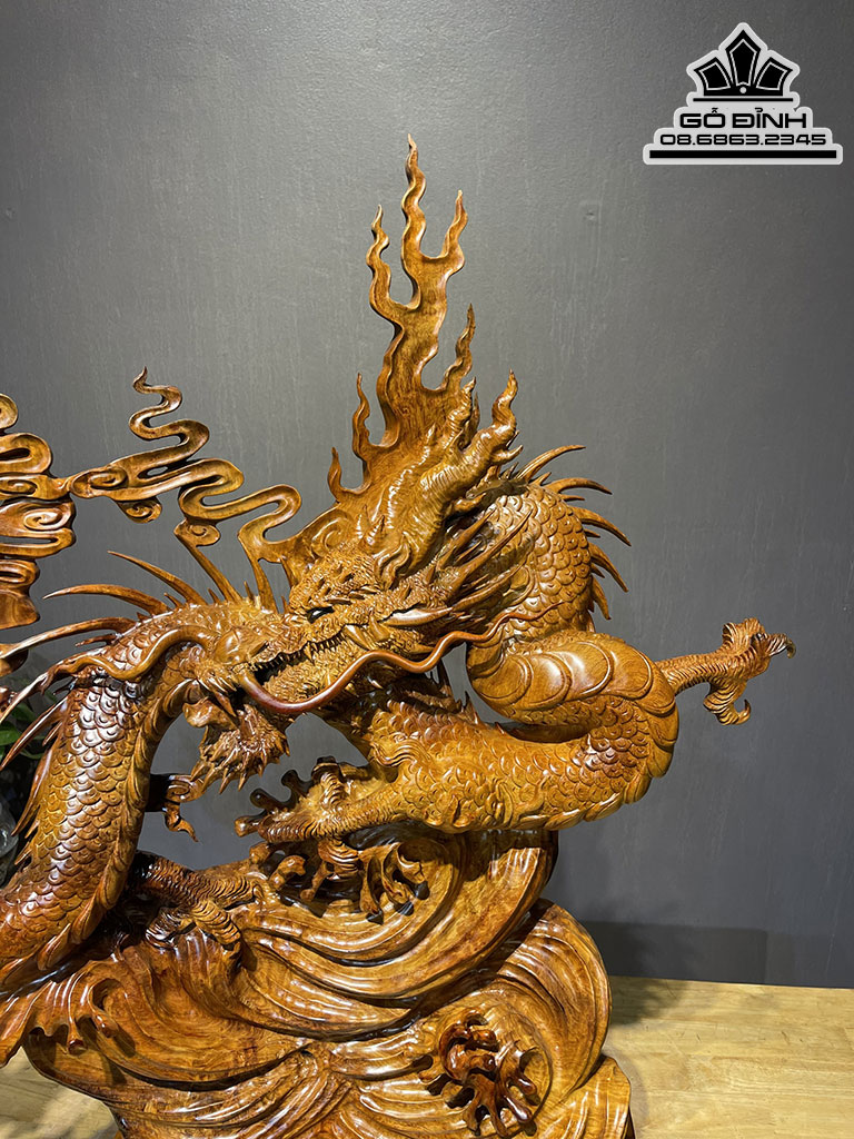 Tượng Nhất Long Gỗ Hương Việt Cao 77 Ngang 83 Sâu 20 Cả Kỷ 89 (cm) 0