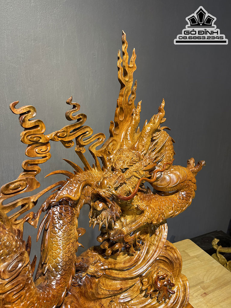 Tượng Nhất Long Gỗ Hương Việt Cao 77 Ngang 83 Sâu 20 Cả Kỷ 89 (cm) 1