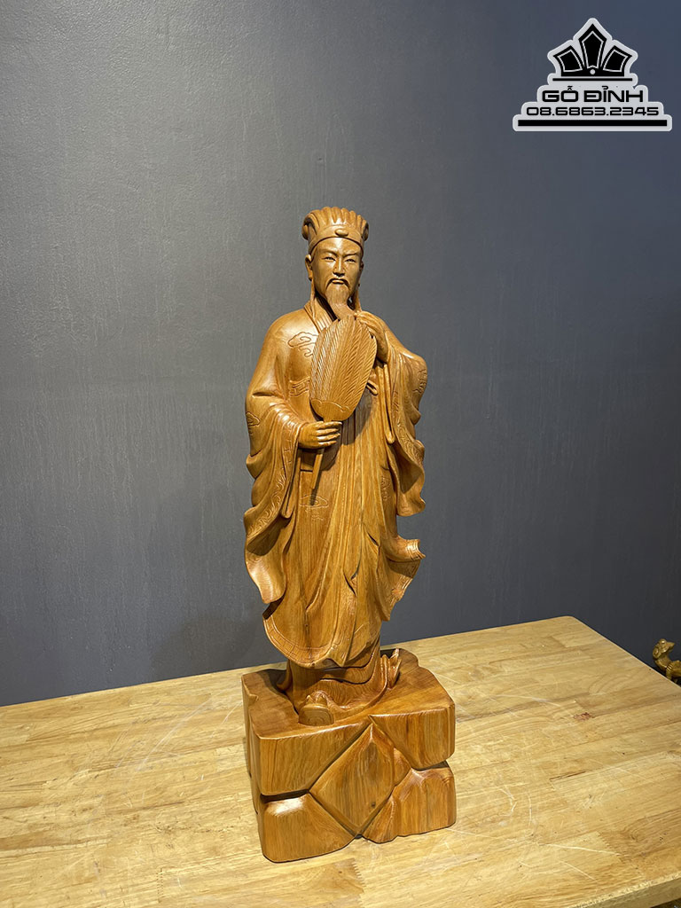 Tượng Gia Cát Lượng (Khổng Minh) Gỗ Ngọc Am Cao 70 Ngang 22 Sâu 17 (cm) 0