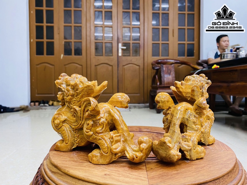 Cặp Tỳ Hươu Hút Tài Lộc Gỗ Huyết Long Cao 20 Ngang 12 Sâu 8 (cm) 0
