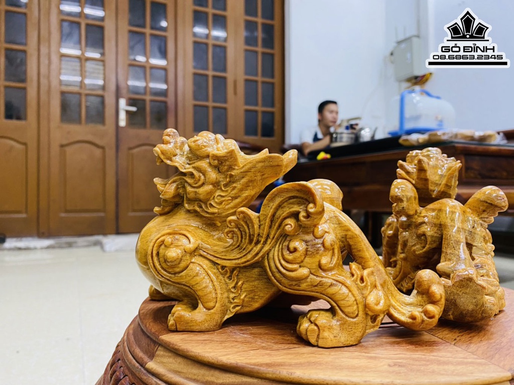 Cặp Tỳ Hươu Hút Tài Lộc Gỗ Huyết Long Cao 20 Ngang 12 Sâu 8 (cm) 3