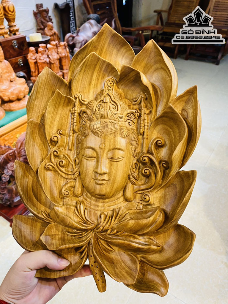 Diện Phật Gỗ Cẩm Vàng Cao 34 Ngang 24 Dày 4 (cm) 0