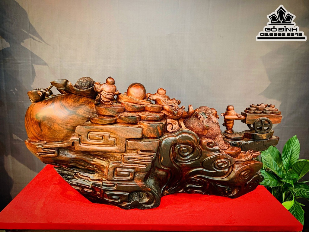 Tượng Phật Di Lặc Ngũ Phúc Gỗ Trắc Cao 40 Ngang 92 Sâu 30 (cm) 2