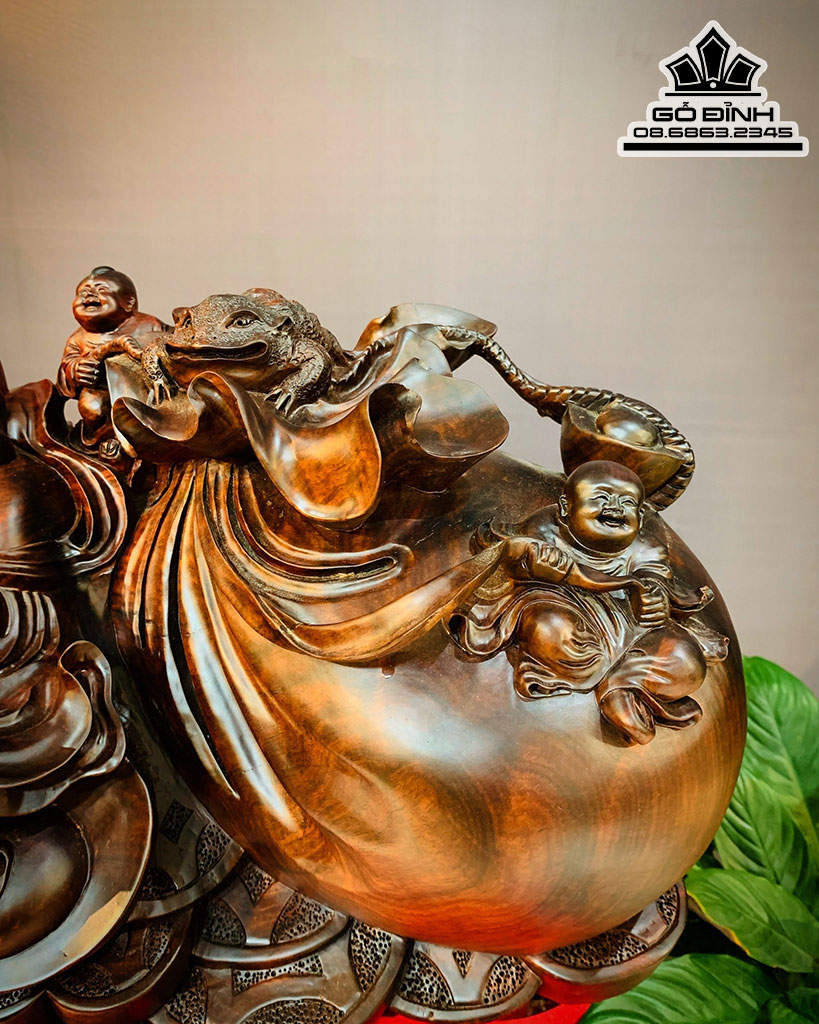 Tượng Phật Di Lặc Ngũ Phúc Gỗ Trắc Cao 40 Ngang 92 Sâu 30 (cm) 4