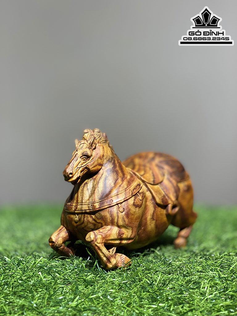 Tượng Ngựa Béo Phong Thủy (Nhất Mã) Gỗ Sưa Đỏ Cao 12 Ngang 16 Sâu 18 (cm) 3