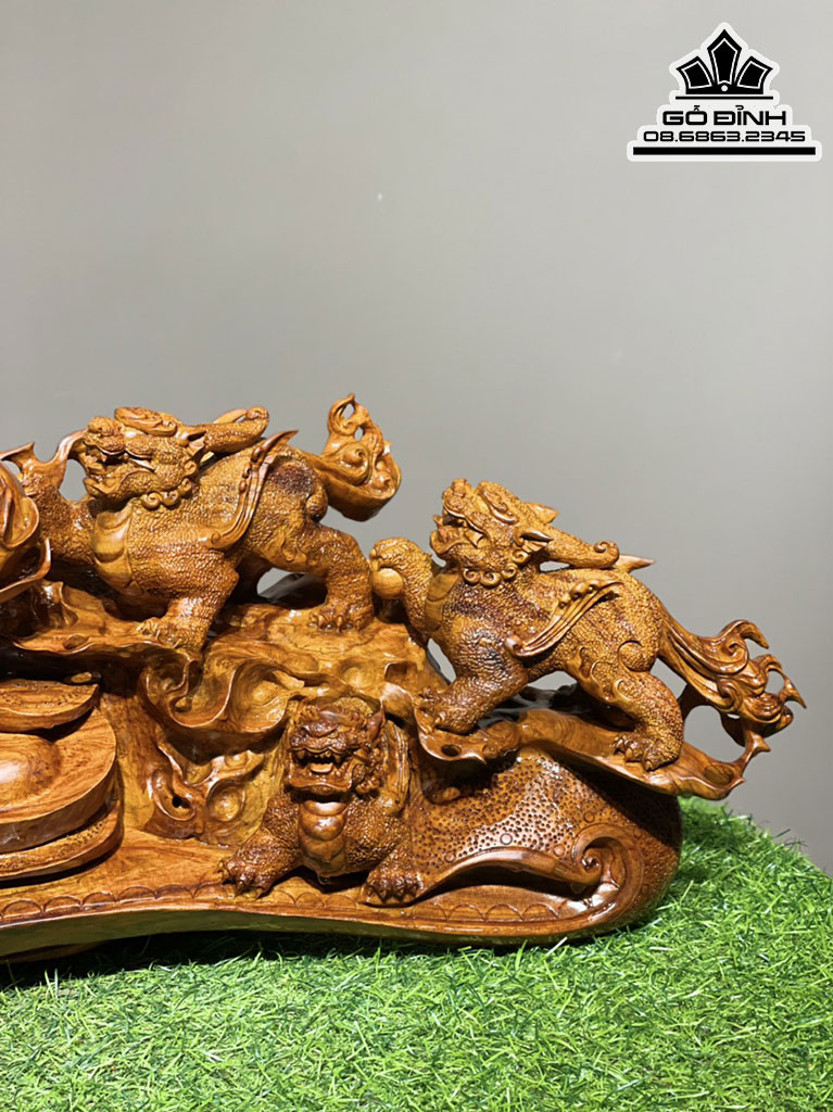 Tượng Tỳ Hưu Gỗ Sưa Cao 24 Ngang 60 Sâu 20 (cm) 1