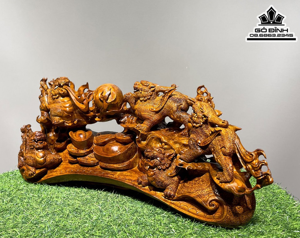 Tượng Tỳ Hưu Gỗ Sưa Cao 24 Ngang 60 Sâu 20 (cm) 2