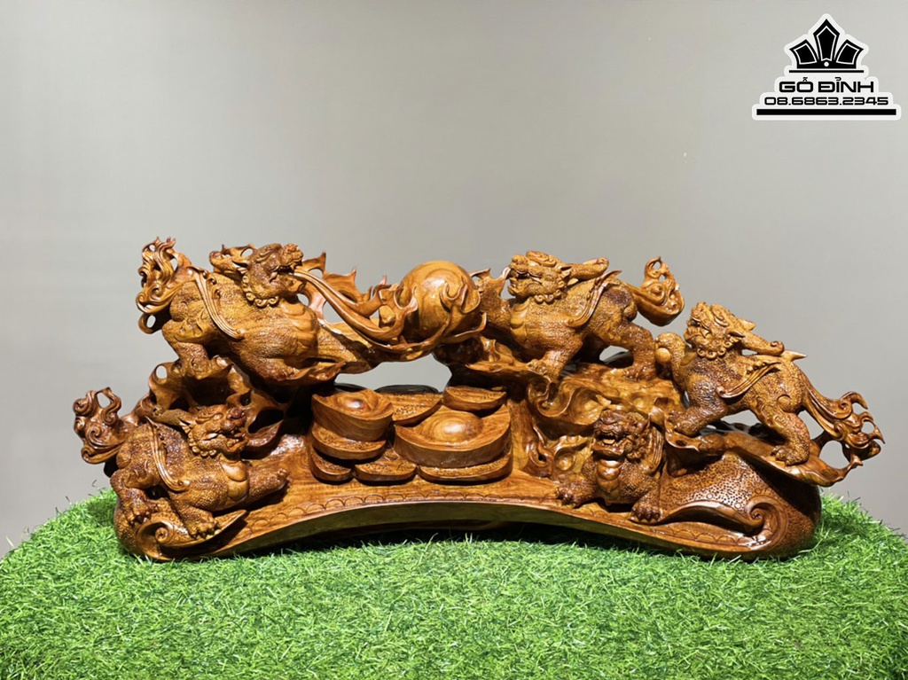 Tượng Tỳ Hưu Gỗ Sưa Cao 24 Ngang 60 Sâu 20 (cm) 4