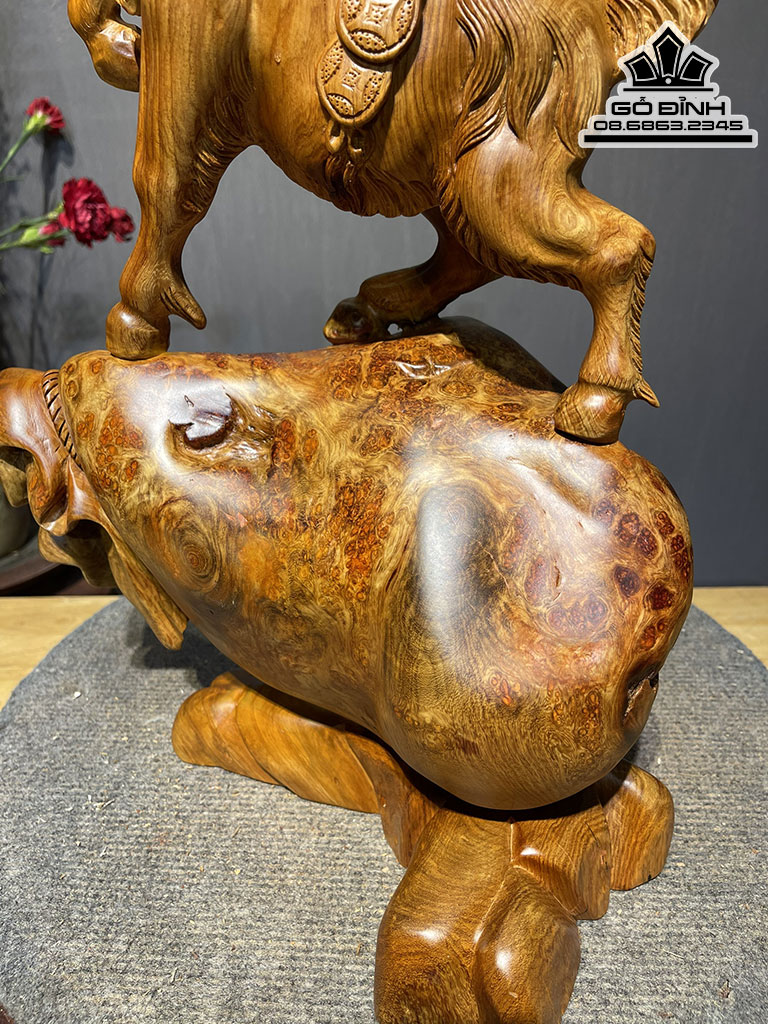Tượng Nhất Dương Gỗ Nu Hương Cao 50 Ngang 31 Sâu 22 (cm) 3