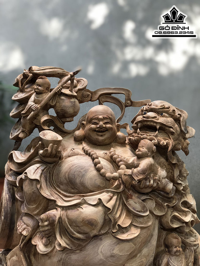 Tượng Phật Di Lặc Ngồi Bao Tiền Gỗ Ngọc Am Cao 43 Ngang 46 Sâu 32 (cm) 0