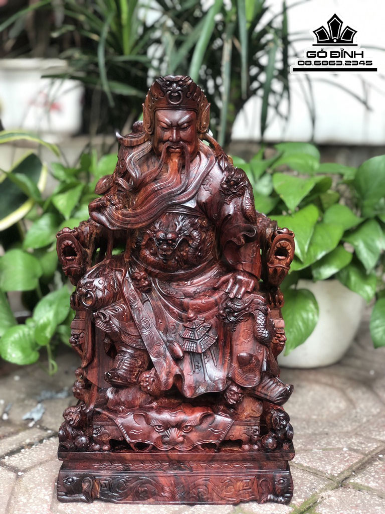 Tượng Quan Công Gỗ Trắc Cao 41 Ngang 22 Sâu 20 (cm) 0