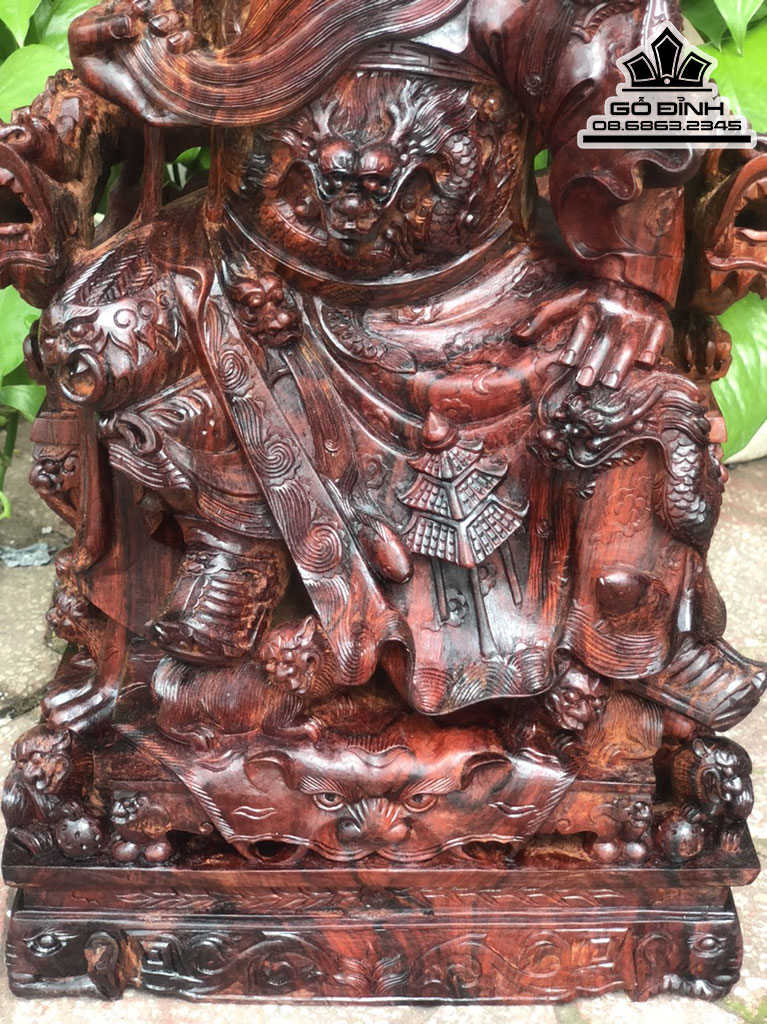 Tượng Quan Công Gỗ Trắc Cao 41 Ngang 22 Sâu 20 (cm) 2