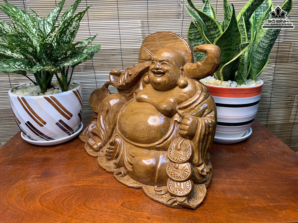 Tượng Phật Di Lặc Tam Phúc Gỗ Ngọc Am Cao 27 Ngang 39 Sâu 15 (cm) 2