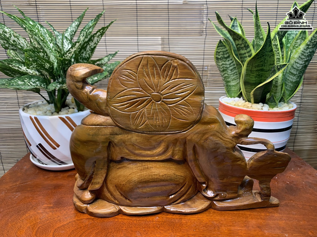 Tượng Phật Di Lặc Tam Phúc Gỗ Ngọc Am Cao 27 Ngang 39 Sâu 15 (cm) 3