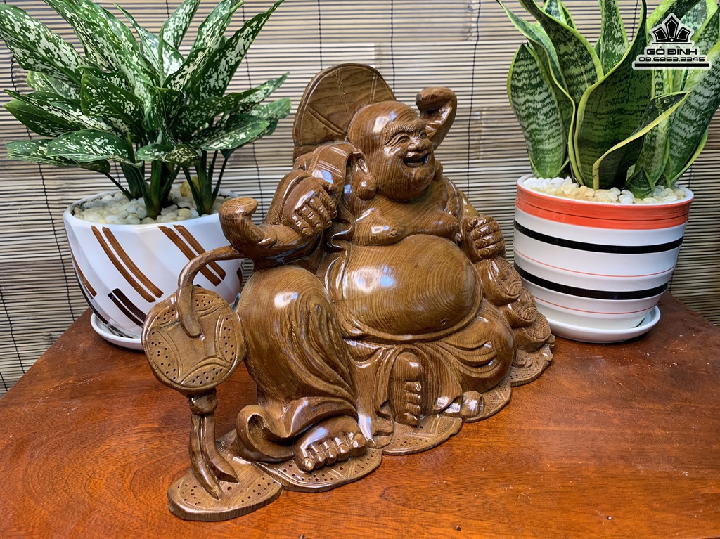 Tượng Phật Di Lặc Tam Phúc Gỗ Ngọc Am Cao 27 Ngang 39 Sâu 15 (cm) 4
