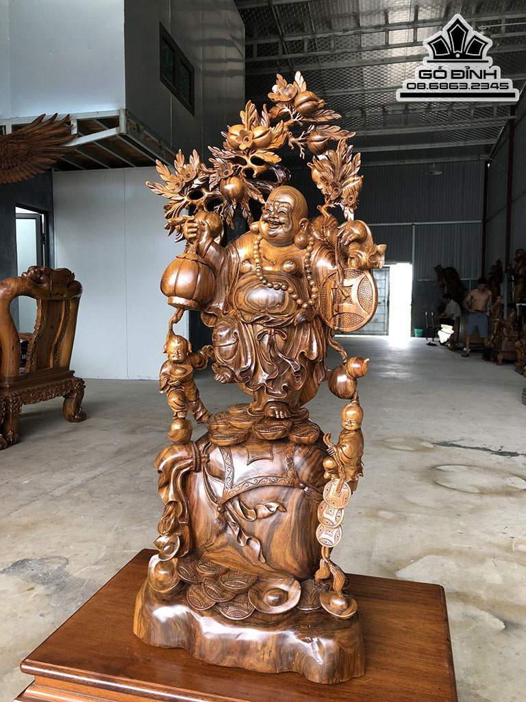 Tượng Phật Di Lặc Đứng Bao Tiền Gỗ Bách Xanh Cao 86 Ngang 36 Sâu 30 (cm) 0