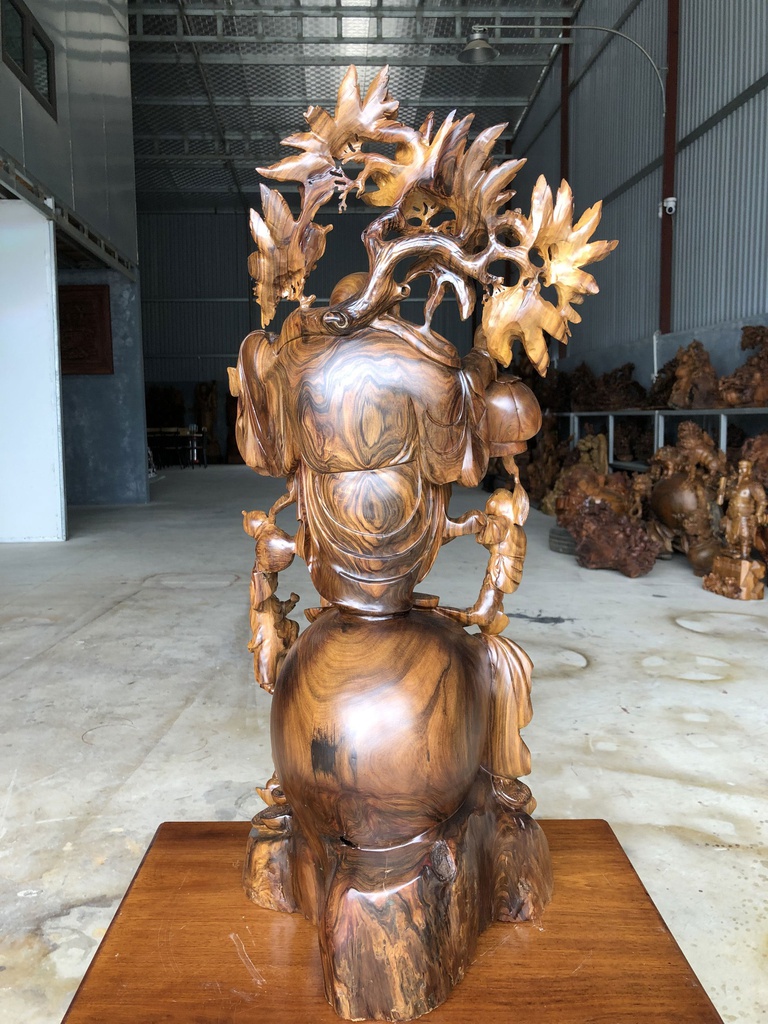 Tượng Phật Di Lặc Đứng Bao Tiền Gỗ Bách Xanh Cao 86 Ngang 36 Sâu 30 (cm) 2