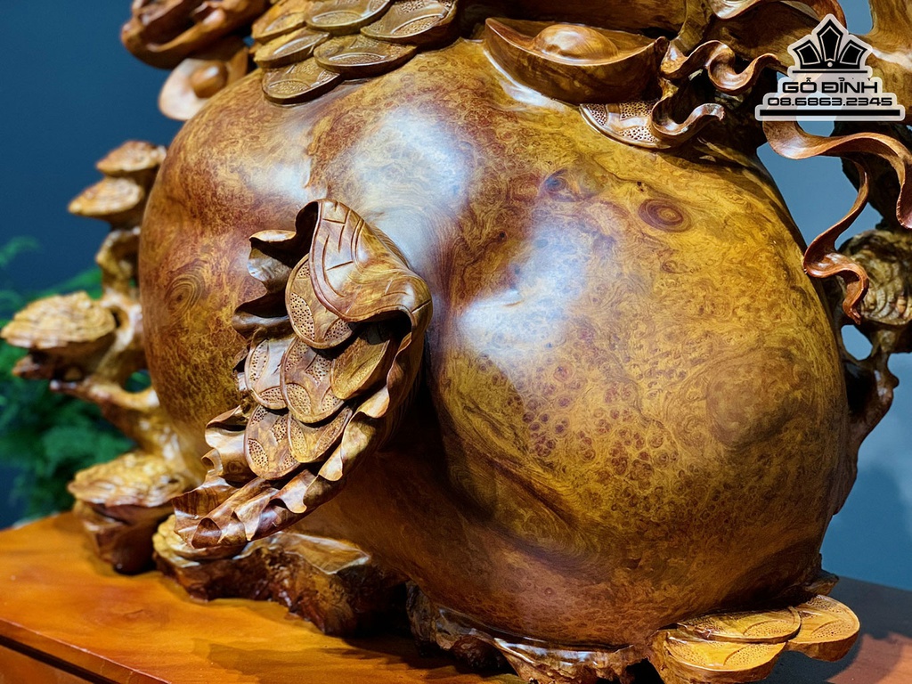 Tượng Tam Nghê Gỗ Nu Hương Cao 66 Ngang 61 Sâu 39 Cả Kỷ 76 (cm) 0