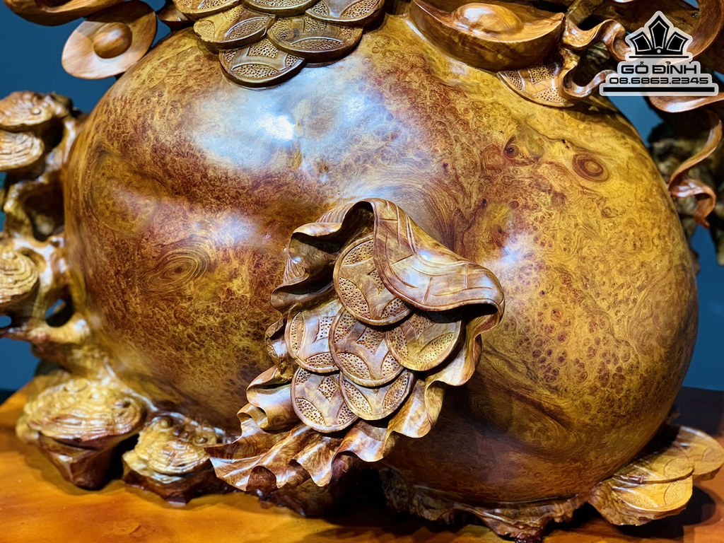 Tượng Tam Nghê Gỗ Nu Hương Cao 66 Ngang 61 Sâu 39 Cả Kỷ 76 (cm)6