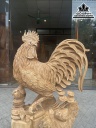 Tượng Gia Đình Gà Gỗ Ngọc Am Nguyên Khối Cao 83 Ngang 44 Sâu 23 Cả Kỷ 91 (cm) 2