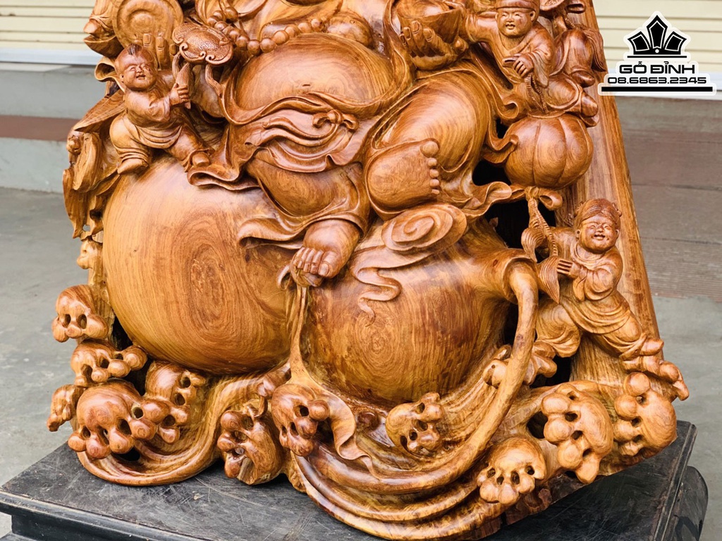 Tượng Phật Di Lặc Ngồi Hồ Lô Gỗ Hương Việt Cao 57 Ngang 67 Sâu 27 (cm) 2