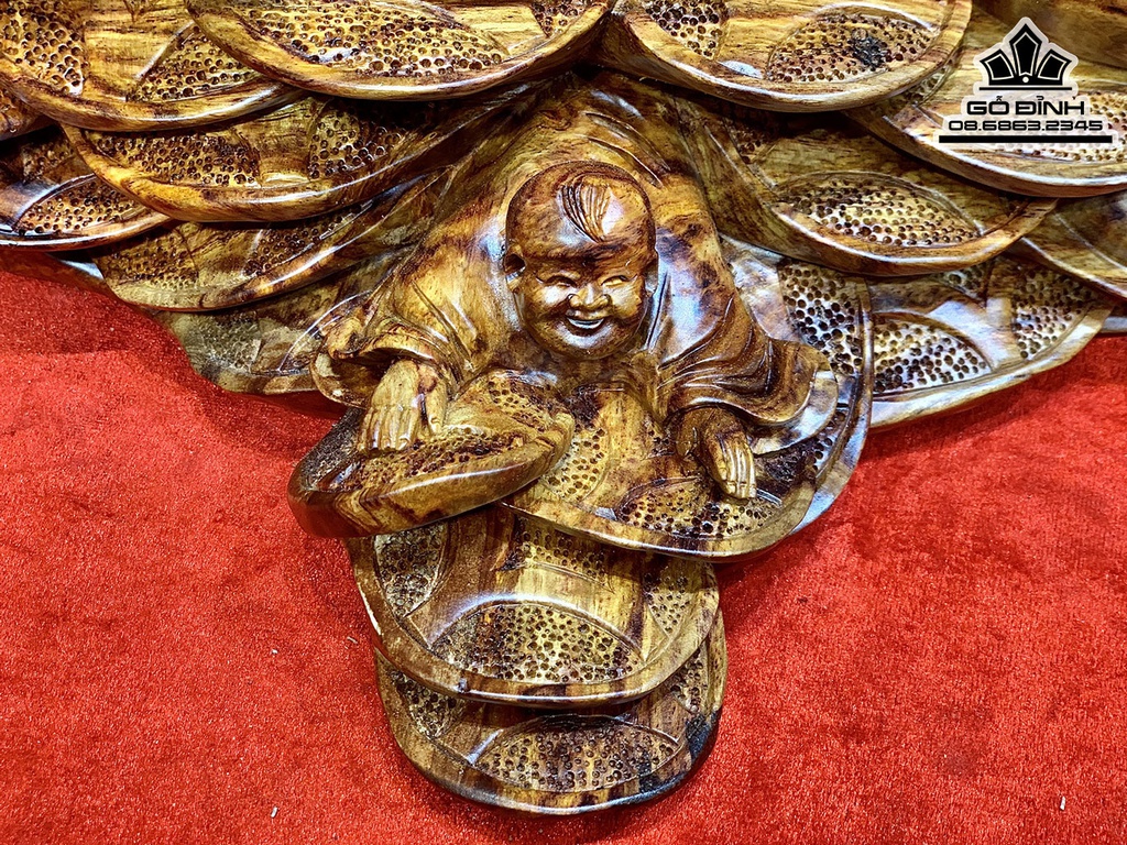 Tượng Phật Di Lặc Ngũ Phúc Gỗ Sưa Cao 35 Ngang 46 Sâu 32 (cm) 0