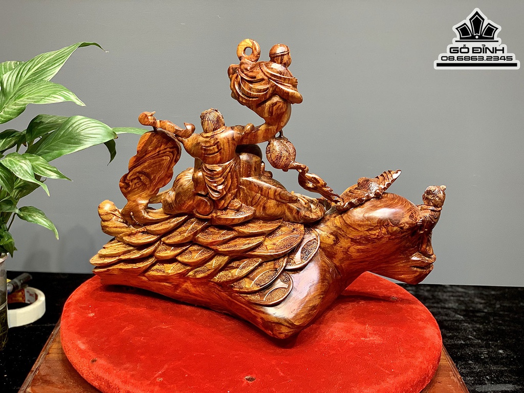 Tượng Phật Di Lặc Ngũ Phúc Gỗ Sưa Cao 35 Ngang 46 Sâu 32 (cm)5