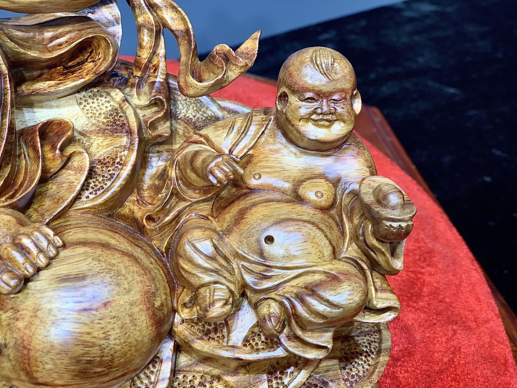 Tượng Phật Di Lặc Ngũ Phúc Gỗ Sưa Cao 35 Ngang 46 Sâu 32 (cm)6