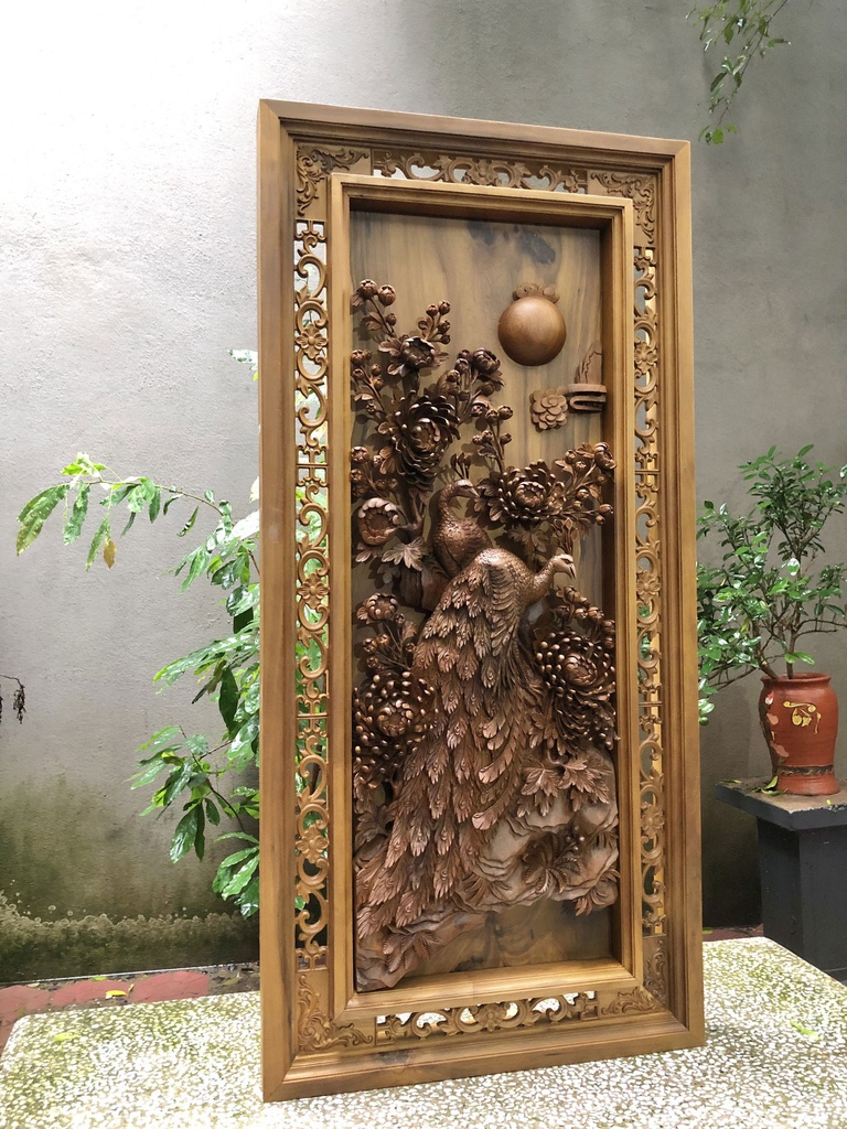 Tranh Gỗ Phu Thê Viên Mãn Gỗ Bách Xanh Cao 120 Ngang 57 Dày 8 (cm) 0