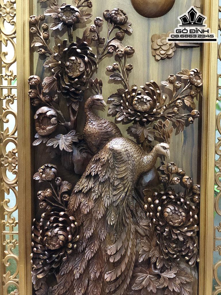 Tranh Gỗ Phu Thê Viên Mãn Gỗ Bách Xanh Cao 120 Ngang 57 Dày 8 (cm) 2