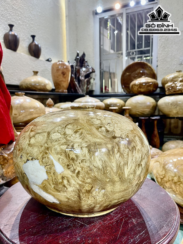 Bình Phú Quý Gỗ Nu Nghiến Cao 19 Đường Kính 31 (cm) 0