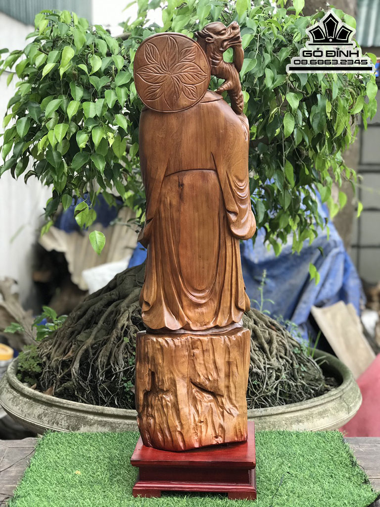 Tượng Ông Thọ Ôm Đào Tiên Gỗ Bách Xanh Cao 95 Ngang 26 Sâu 19 (cm) 0